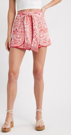 Farm Rio River Ride Linen Blend Shorts in Red at Nordstrom Rack, Size X-Large