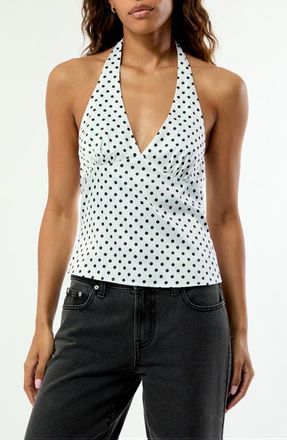 PacSun Sally Woven Halter Top in Polka Dot at Nordstrom, Size Xx-Small