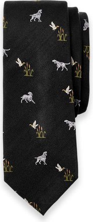 Paul Fredrick Dog Motif Woven Silk Tie