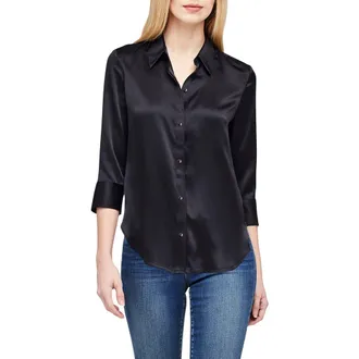 L'agence Dani Silk Charmeuse Blouse in Black at Nordstrom, Size Medium