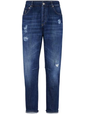 Brunello Cucinelli Jeans dritti con effetto vissuto - Blu
