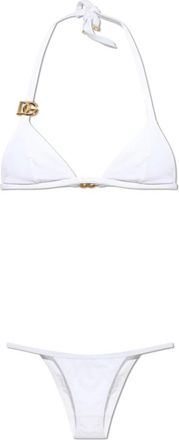 Dolce & Gabbana Triangle Bikini met DG-logo - Dames - Bikinis - Wit - S - Spandex - Badmode
