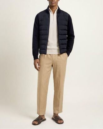 Orlebar Brown Terrence Hybrid Knit Funnel Jacket in Night Iris at Nordstrom, Size Xxx-Large