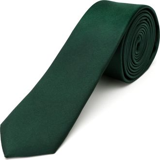 Landisun Black Tie Men Women Solid Skinny Ties Slim Ties Satin Tie, Dark Green