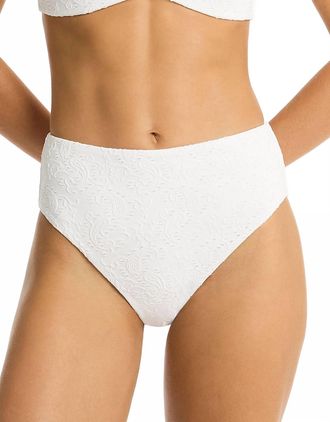 Sea Level Australia Womens Interlace Retro High Waist Bikini Bottom In White