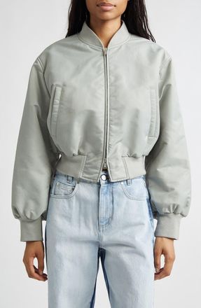 Stella McCartney Nylon Crop Bomber Jacket in Sage at Nordstrom, Size 12 Us