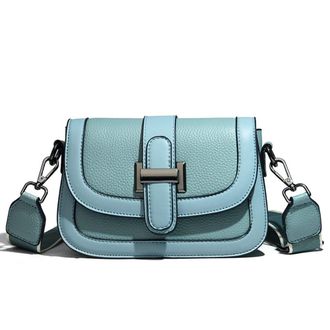 Generic Genuine Leather Flap Top Crossbody Bag for Women Small Purse Handbag Fashion Casual Shoulder Bags for Ladies (Blue)