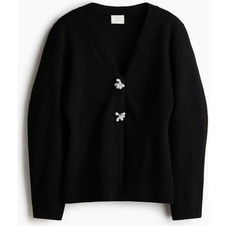 H&M Knitted Cardigan in Black at Nordstrom, Size Xx-Small
