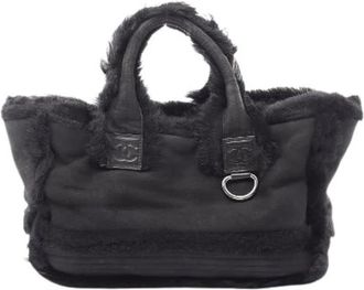 Chanel Pre-owned Sports Line Suede Fur Tote Bag - Dames - Vintage Shopper - Zwart - ONE Size - Leer - Vintage
