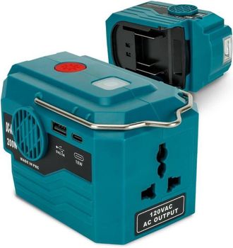 OEM Inversor Port&aacute;til Coocheer De 200 W: Convierte 18 V Cc A 110-120 V Ca, Con Entrada Usb-a/c Y Luz Led De 280 Lm. Ideal Para Acampar Y Viajar