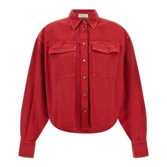 Brunello Cucinelli Dames, Blouses & Shirts, Rood, Maat: XS Katoen