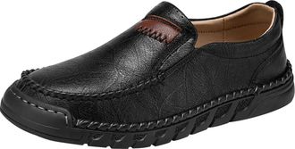Generic Mens Leather Slip On Loafers Non Slip Breathable Business Shoes Easy Wear Without Lacing Trainers Plus Size Comfy Sneakers for Indoor Outdoor Athletic