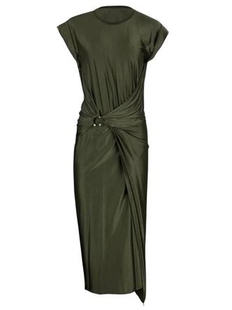 Paco Rabanne Draped Satin Midi Dress