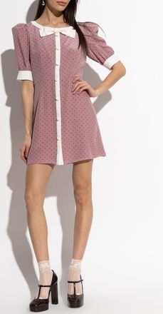 Alessandra Rich Silk Dress With Polka Dot Pattern, Womens, Pink