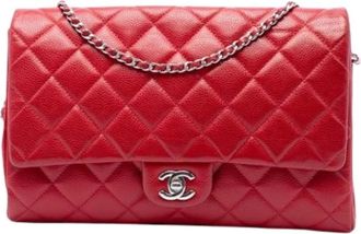 Chanel Pre-owned Classic Flap Shoulder Bag - Dames - Pre-owned - Rood - Maat: ONE Size Leer