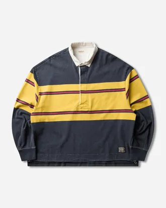 KAPITAL Men s 16/-Panel Stripe Jersey Big Rugby Shirt Black