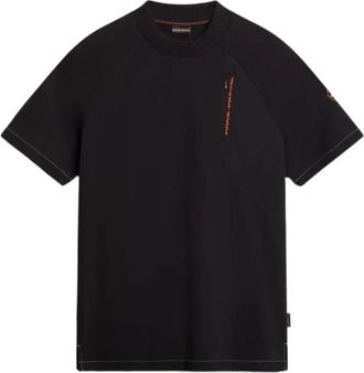 Napapijri Zwarte Katoenen T-Shirt met Korte Mouwen - Heren - T-shirts - Zwart - XL - Katoen - Tops