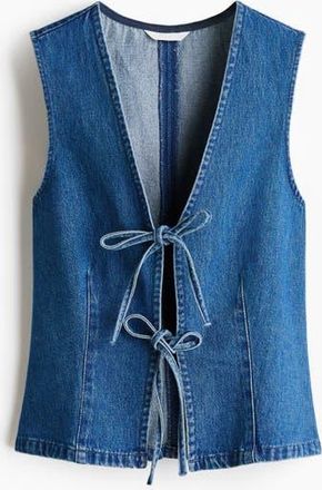 H&M Tie-front Denim Waistcoat in Denim Blue at Nordstrom, Size X-Large