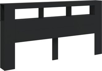 vidaXL Vidaxl - Cabecero con led madera de ingeniería negro 200x18,5x103,5 cm