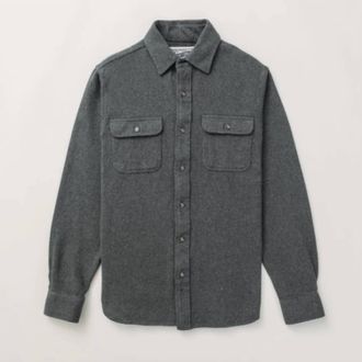 Schott NYC Men Flannel Work Shirt In Heather Grey