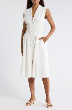 Area Stars Smocked Waist Zip Midi Dress in White at Nordstrom Rack, Size X-Large