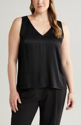 Nordstrom Double V-Neck Tank in Black at Nordstrom, Size 4X
