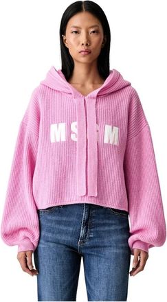 Msgm Hooded Pullover - Dames - Hoodies - Roze - S - Wol - Hoodies & sweatvesten