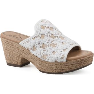 White Mountain Bizzie Platform Wedge Espadrille Sandal in White/Fabric at Nordstrom Rack, Size 6.5
