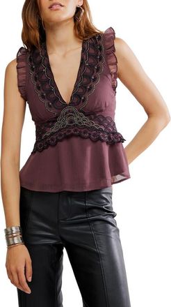 Free People Dream On Beaded Tank in Chocolate Combo at Nordstrom, Size X-Small