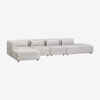 Sklum Sof&aacute; Modular Esquinero De 4 Piezas Con Div&aacute;n Derecho Y Puff Fogler Sklum