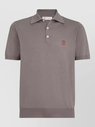 Brunello Cucinelli polo shirt featuring logo and ribbed cuffs