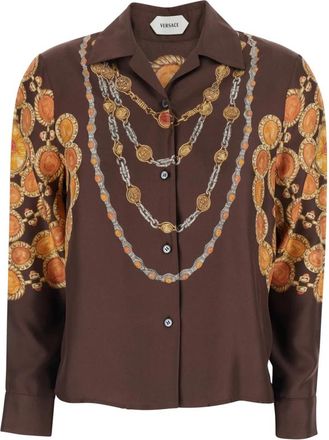 Versace Printed Shirt Look 62 - Dames - Overhemden - Bruin - M - Overhemden