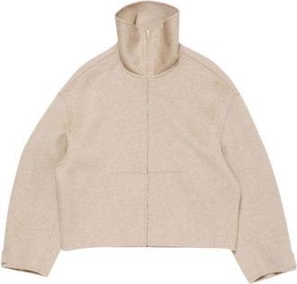 Acne Studios Cropped Cashmere Blend Jacket With High Stand Collar And Front Zipper