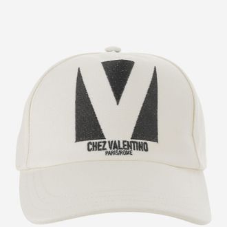 Valentino Garavani Mens Baseball Hat Cotton With Embroidery White