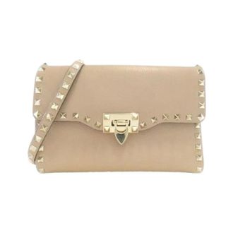 Valentino Pre-owned Garavani Leren Schoudertas - Dames - Pre-owned - Beige - Maat: ONE Size Leer