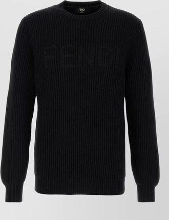 Fendi wool crew neck sweater long sleeves ribbed