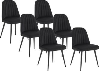 Vente-Unique Juego de 6 sillas de terciopelo y metal - Negro - ELEANA