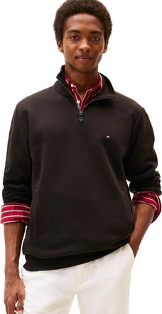 Tommy Hilfiger Mens Medium Weight 1/4 Zip Sweatshirt Pullover Sweater, Black, S