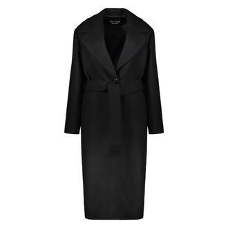 Moschino Belted Long-Sleeve Coat - female - Boutique Moschino - Belted Coats - Black - XS - Coats