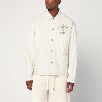 Moncler White Satsuma shacket in canvas and nylon