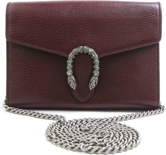 Gucci Bordeaux Leather Chain/Shoulder Wallet (Pre-Owned)