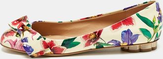 Ferragamo Multicolor Patent Leather Floral Avola Ballet Flats