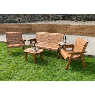 Charles Taylor Trading Charles Taylor Trading - Charles Taylor Wooden Garden Large 5 Seater Multi Chair Bench Set & Coffee Table
