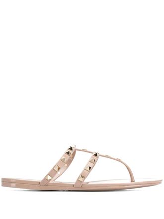 Valentino Garavani Rockstud flat sandals - Neutrals