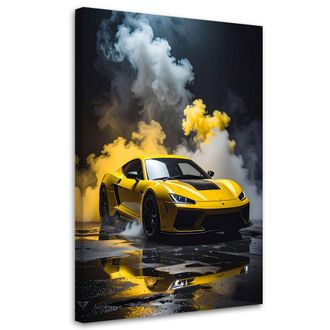 Feeby Cuadro En Lienzo, Coche Deportivo Amarillo, 80x120