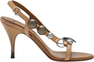Miu Miu Schoenen, Dames, Grijs, 37 1/2 EU, Leer, Leren Sandalen
