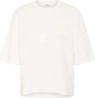 Soaked In Luxury Boxy Tee Logo Top Broken White - Dames - T-shirts - Wit - M - Katoen - Tops