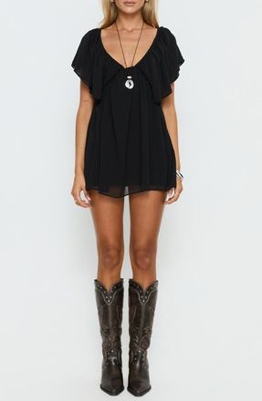 Princess Polly Sun Spirit Plunge Romper in Black at Nordstrom, Size 10
