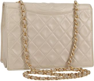 Chanel Vintage Tassel Flap Bag Quilted Lambskin Gold Lamb_Skin Bag (Pre-Owned)