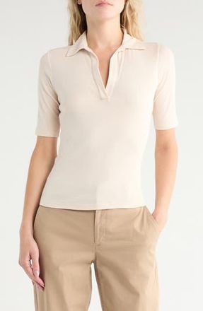 Vince Elbow Sleeve Polo in Sand Glow at Nordstrom Rack, Size X-Small